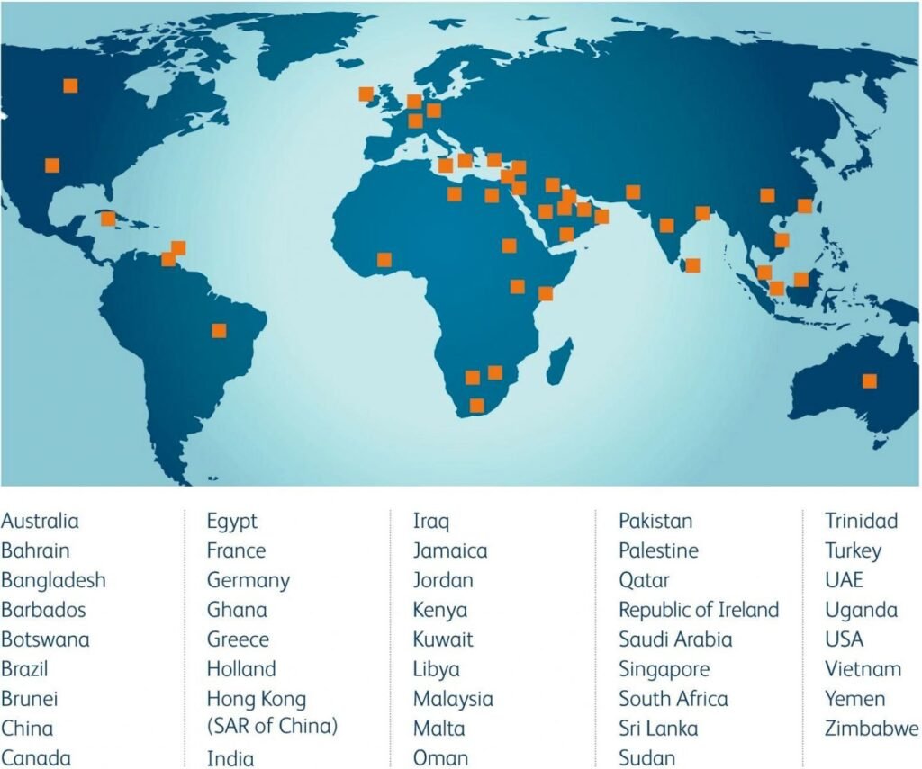 MRCP examination hall centers around the world.